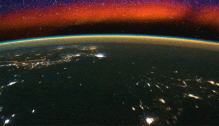 Red, green, purple and yellow swaths of light — known as airglow — are seen in this video of Earth’s limb, shot from the International Space Station. 