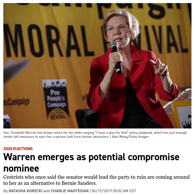 Politico: Warren emerges as potential compromise nominee