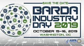 Image of Save the Date postcard with the words "BARDA Industry Day 2019, October 15-16, Washington, DC"