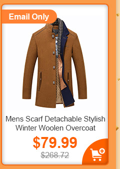 Mens Scarf Detachable Stylish Winter Woolen Overcoat