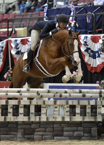 Tara Metzner on her first horse, O So Soxy. Photo © Shawn McMillen Photography.