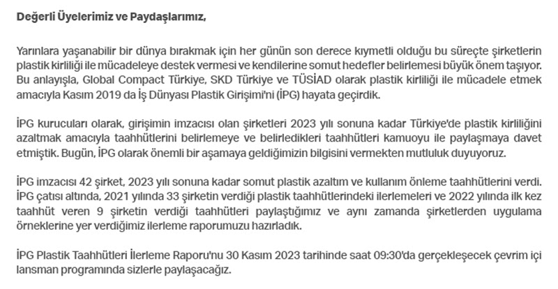 İPG Plastik Taahhütleri İlerleme Raporu Lansmanı