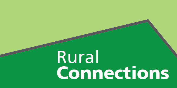 Banner for newsletter that says, "Rural Connections." Abstract line work in the background.
