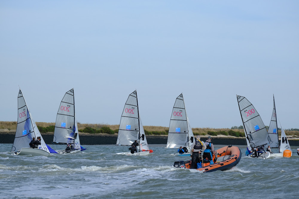 An afternoon of training in fresh conditions on the River Crouch, in preparation for tomorrow’s opening races – photo Roger Mant