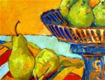 Pears on a striped cloth - Posted on Saturday, March 7, 2015 by Anita. Badami