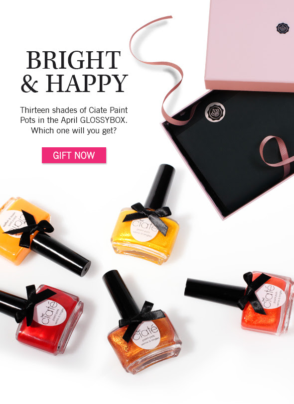 Bright & Happy Thirteen shades of Ciate Paint Pots in the April GLOSSYBOX. Which one will you get? >> GIFT NOW