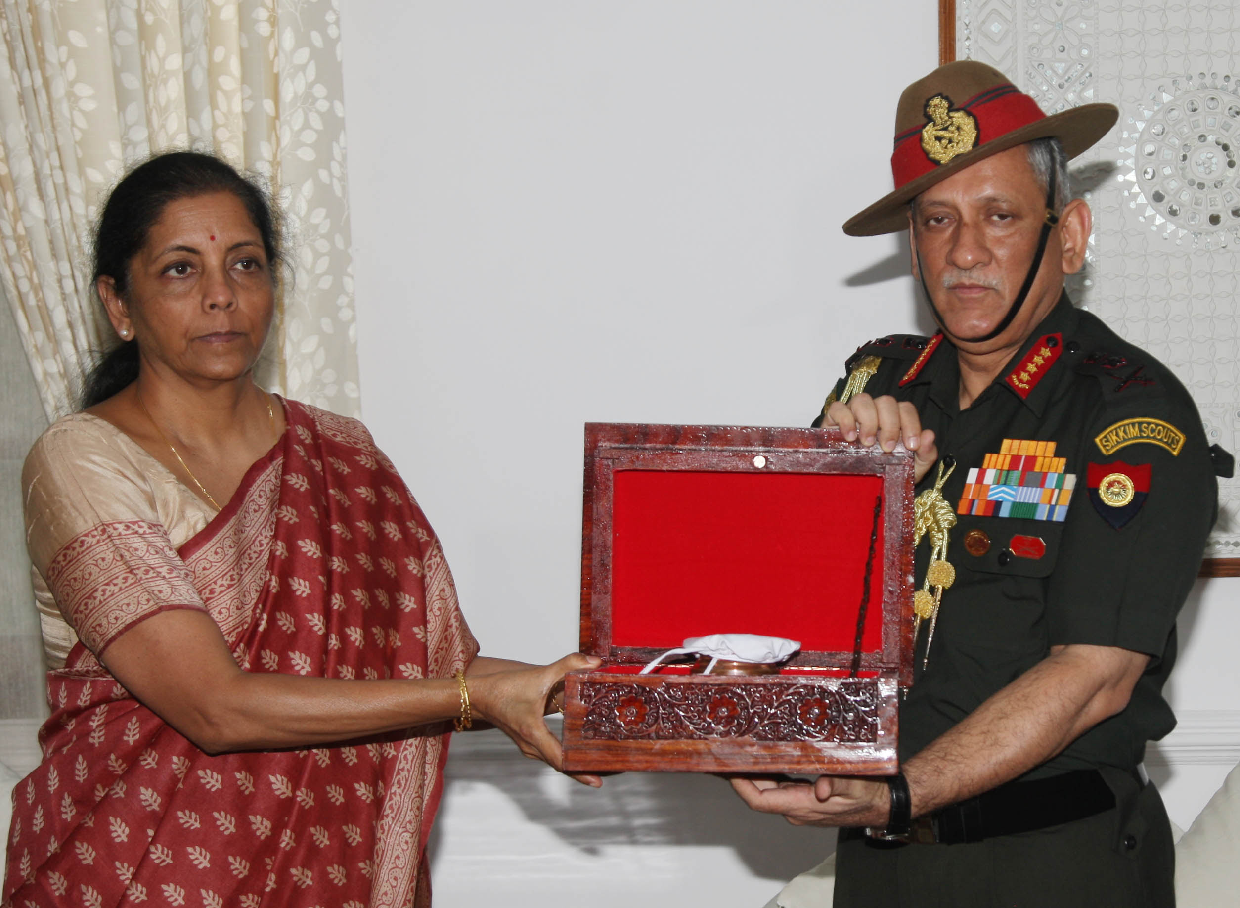 The soil in two urns, from the final resting place of the two brave heart martyrs at Laventie Military Cemetery was formally presented to the Raksha Mantri by the Army Chief General Bipin Rawat during a solemn ceremony in New Delhi on 14 November 2017. The urns and the national flags shall be interred suitably at Lansdowne the home of the Garhwal Rifles.