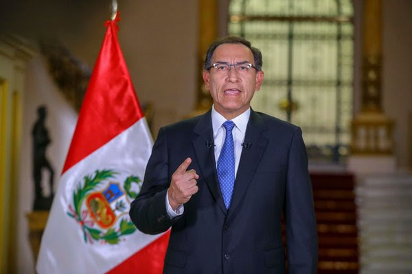 El presidente peruano, Martín Vizcarra, durante su mensaje a la nación en el palacio de gobierno en Lima, Perú, el 16 de septiembre de 2018
