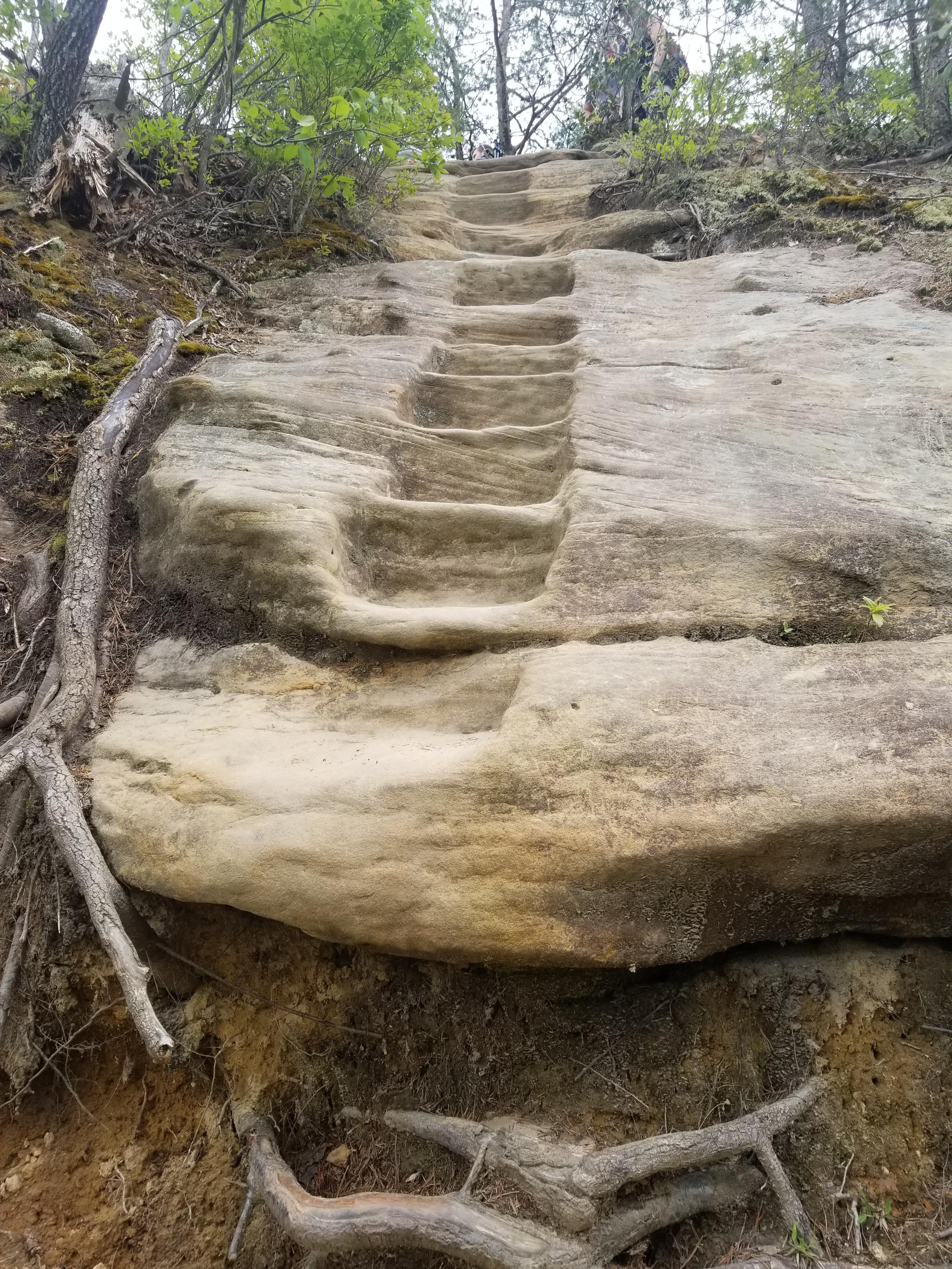 Stone stairs to the top of Double Arch. Red River Kentucky, USA
