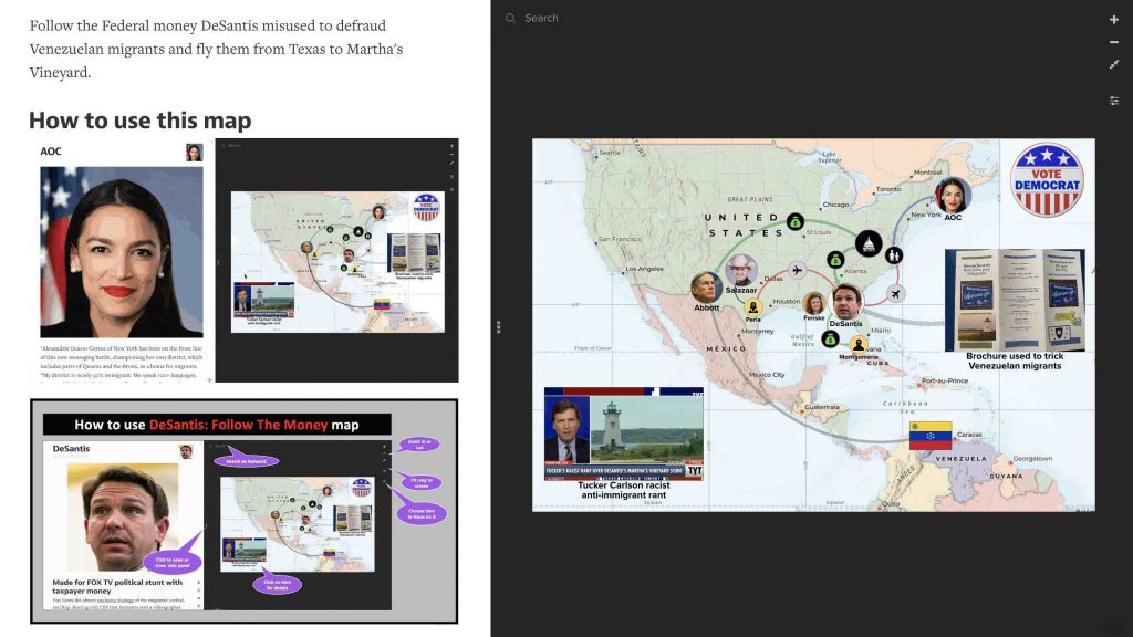 Include directions on how readers can interact with the map. This shows up in a side panel and can include an interactive GIF.
