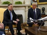President Donald Trump meets with Polish President Andrzej Duda in the Oval Office of the White House, Wednesday, June 24, 2020, in Washington. (AP Photo/Evan Vucci)