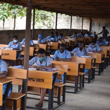 Photos of Nigerian students taking their WASSCE examinations