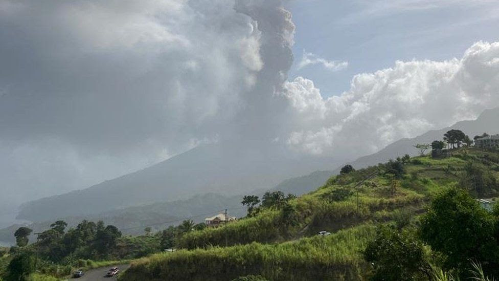 The volcano as it erupted