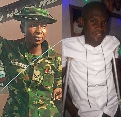 Physically-challenged Nigerian man accuses female soldier of assaulting him in Ibadan (photos/Video)