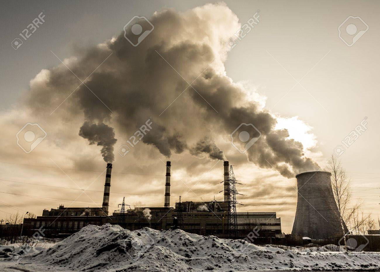 Factory pollutes the atmosphere harmful emissions. Russia, Yaroslavl - 18271440
