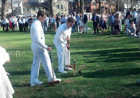 Navy Midshipmen playing the St. John's Johnnies at the 32nd annual croquet match between the two colleges / CJ Ciaramella