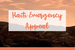A Haitian landscape. Text reads 'Haiti Emergency Appeal'. 