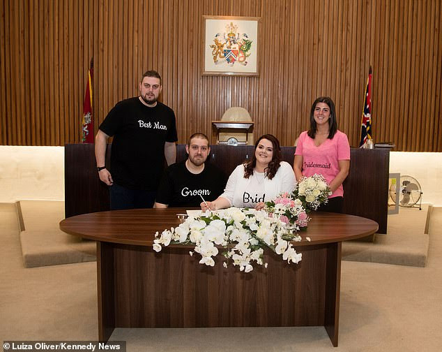 Couple get married in t-shirts, jeans and trainers to prove you don