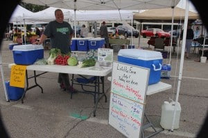 Lisa Lutchka at her family farm's table at the Bushel Basket Farmers Market.