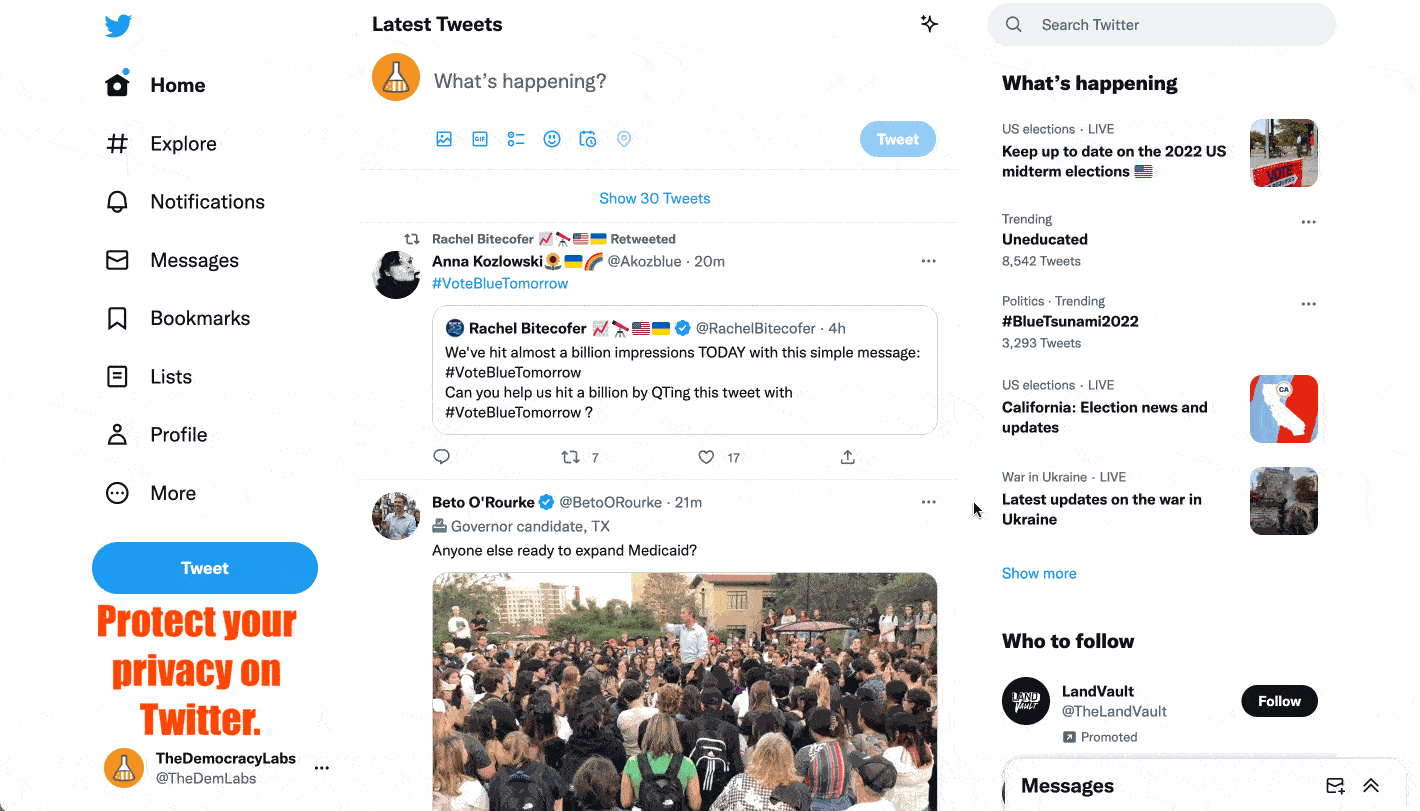 Follow accounts privately on Twitter without accidentally promoting trolls