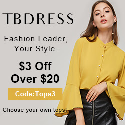 TBdress Exclusive Coupon For Tops:$3 Off Over $20&Free Shipping Over $79.Code:Tops3.Go Buy Now!