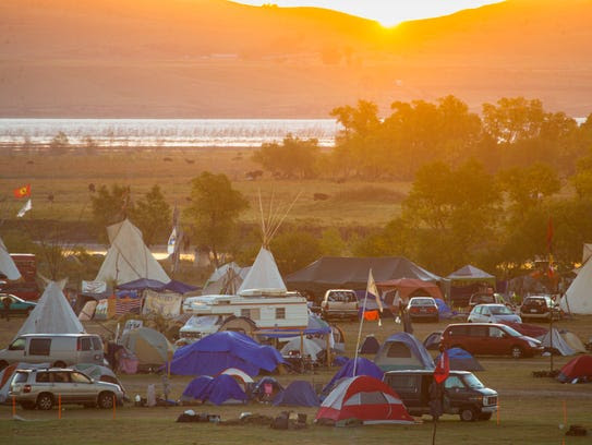 Morning arrives at the Oceti Sakowin Camp near the