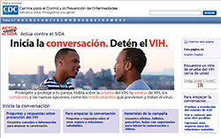 Screenshot of the Spanish version of the CDC Start Talking. Stop H I V. campaign Web site.