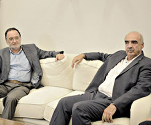 Meimarakis, de Nueva Democracia, reunido ayer con Lafazanis, líder de Unidad Popular. Foto: EFE