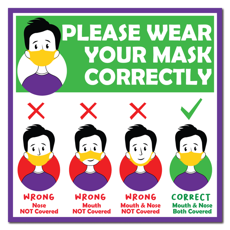 Please Wear Your Mask Correctly Sign | Social Distance Signs for Kids –  Social Distancing Signs Canada