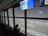 A downpour, as viewed from the press box, forces a postponement of the NASCAR Daytona 500 auto race at Daytona International Speedway, Sunday, Feb. 16, 2020, in Daytona Beach, Fla. (AP Photo/Phelan M. Ebenhack)