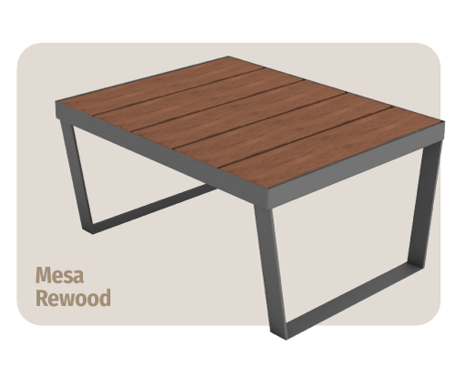 mesa de madeira plástica rewood  que não estraga com sol ou chuva