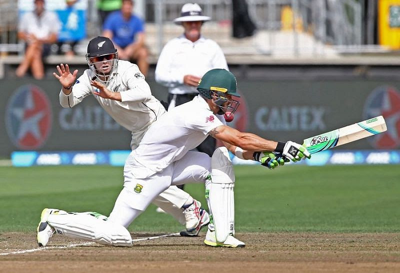 Tom Latham grabbed a wonderful catch of Faf du Plessis while fielding at short leg.