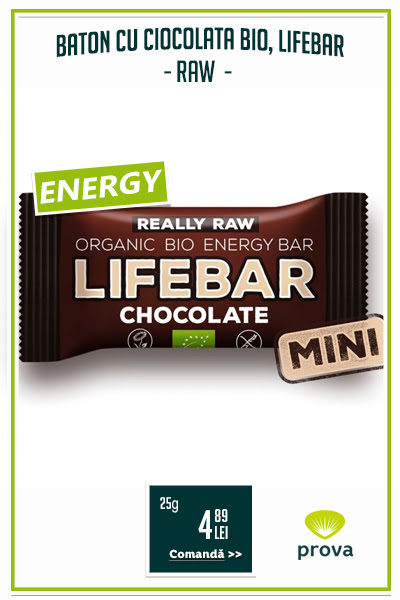  Baton cu ciocolata raw bio, 25g - Lifebar