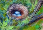 3141 - DELICATE NEST ACEO - White Frame - Posted on Friday, December 12, 2014 by Sea Dean