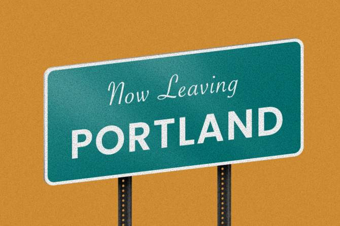 Now Leaving Portland sign