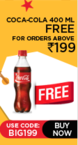 Coke2Home: Big Buster Sale - Coca Cola 400 ML Free On Order Above Rs 199
