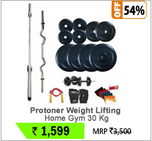 Protoner Weight Lifting Home Gym 30 Kg + 4 Rods (1 Curl)+ Gloves+ Rope+W Band