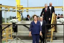 Dilma visitou as instalações da Estação de Tratamento de Esgoto Serraria