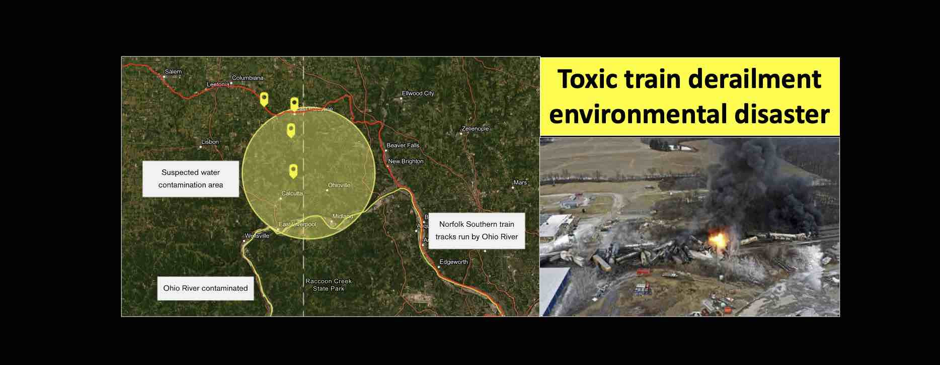 Mapping environmental disaster from Ohio toxic train derailment