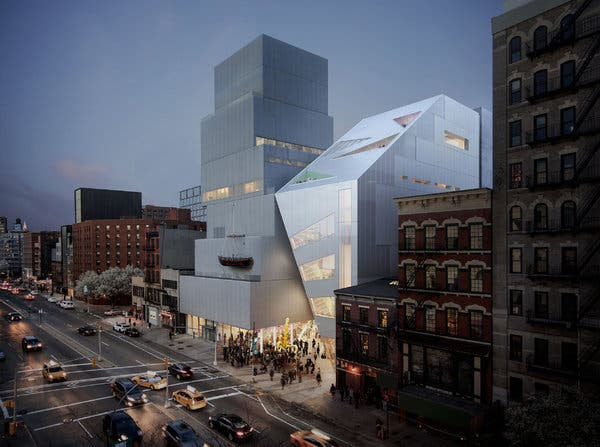Rather than renovate its adjacent building on the Bowery, the New Museum, above left in this rendering, will take it down and start over. Rem Koolhaas&rsquo;s architectual firm, OMA, is creating a light-filled addition, right, that will connect to existing space on every floor, double the museum&rsquo;s gallery space, and create a public plaza.