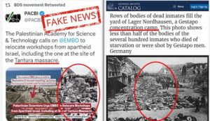 BDS movement claims photo from National Socialist concentration camp is of Israeli massacre of ‘Palestinians’