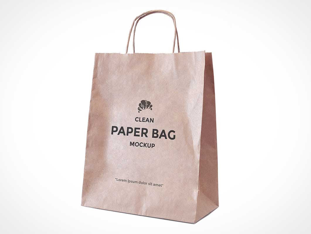 Simple Paper Bag With Carry Handles PSD Mockup PSD Mockups
