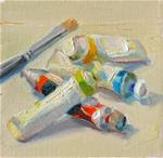 Paint Tubes,still life,oil on canvas,6x6,price$200 - Posted on Tuesday, March 3, 2015 by Joy Olney