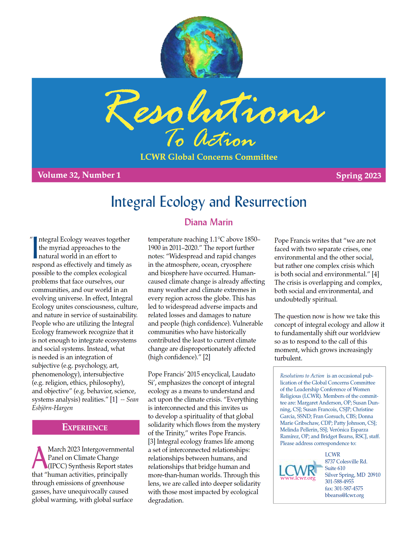 thumbnail image of 'Integral Ecology and Resurrection' reflection (click link to download PDF) 
