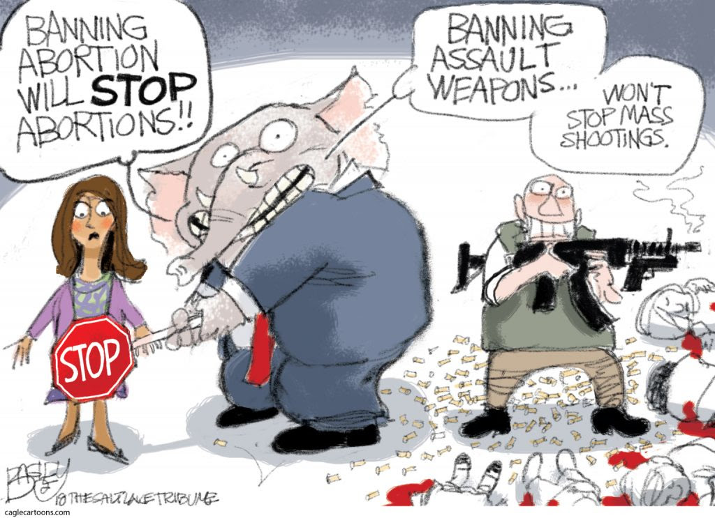 Republican hypocrisy in banning abortions while ignoring deaths from mass shootings with assault weapons