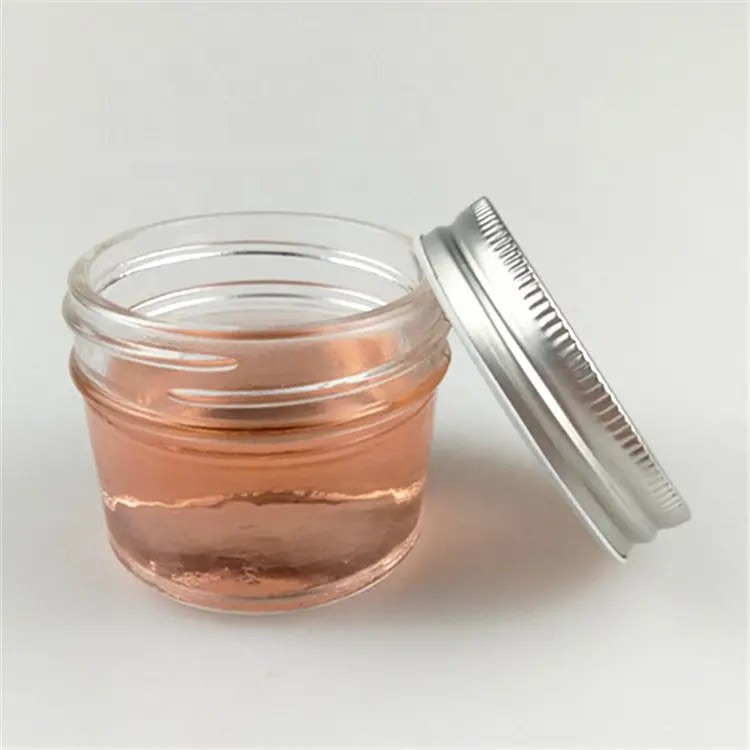 Wholesale Round Clear 100ml caviar glass jars for jam honey with metal