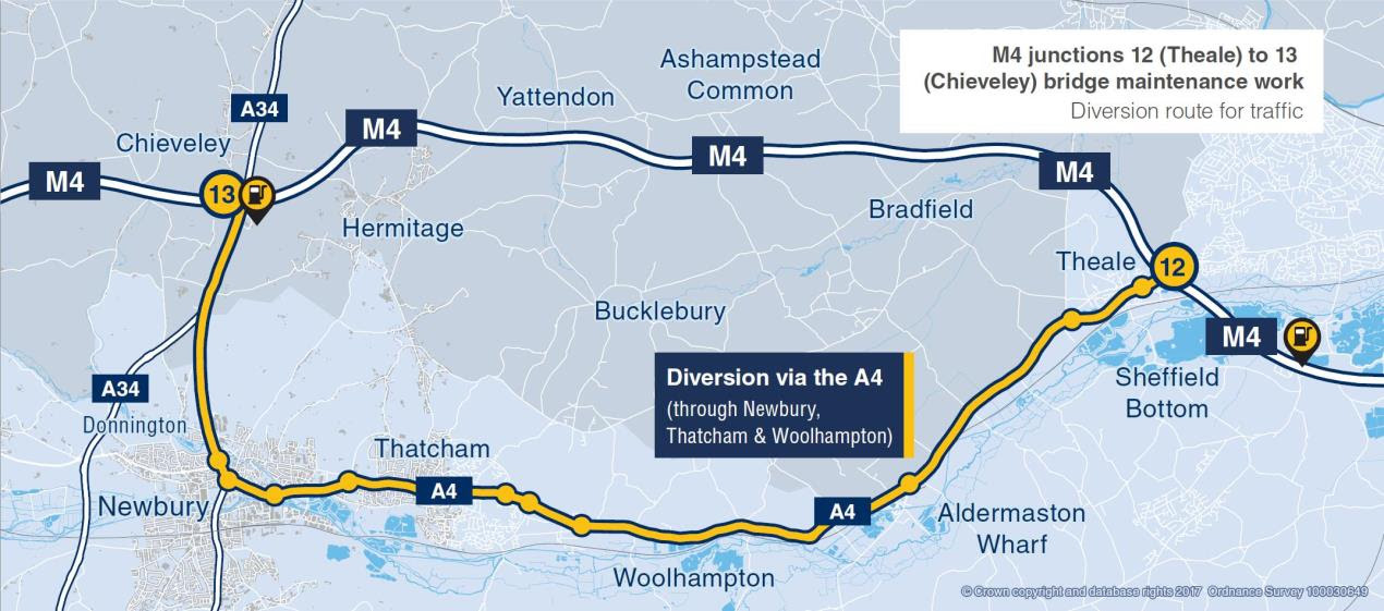 M4 closure diversion route