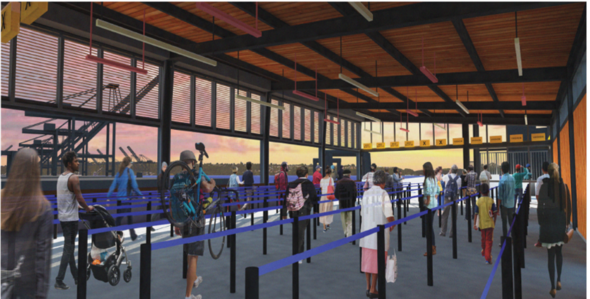 Inside design rendering of the passenger-only ferry facility 