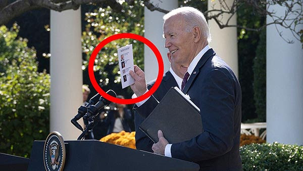 Content of Biden’s Latest Cheat Sheet Seen During News Conference — It’s Bad