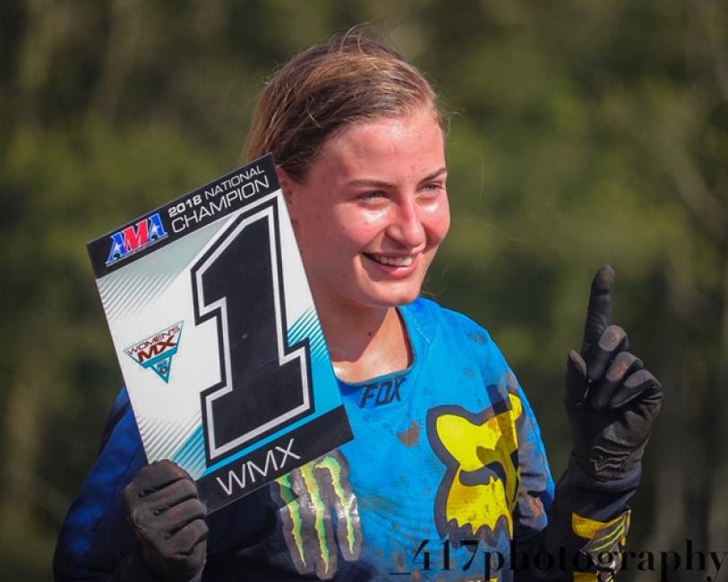 Jordan Jarvis all smiles after earning her first WMX Championship Title.
